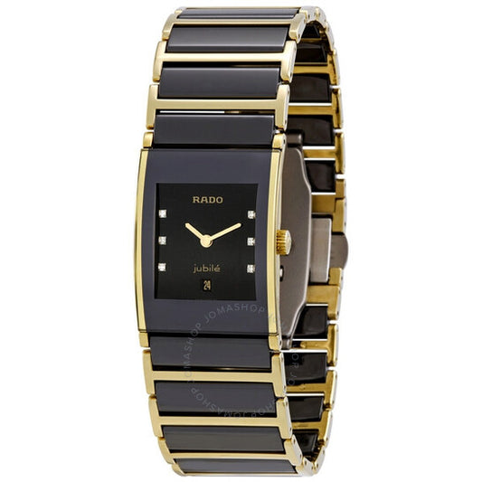 Rado, Integral Jubile Black Diamond Dial Two Tone Ceramic Ladies Watch