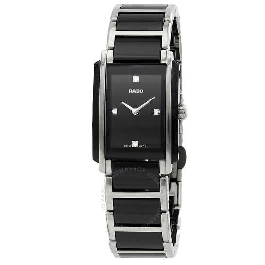 Rado, Integral Quartz Black Dial Black Ceramic Ladies Watch