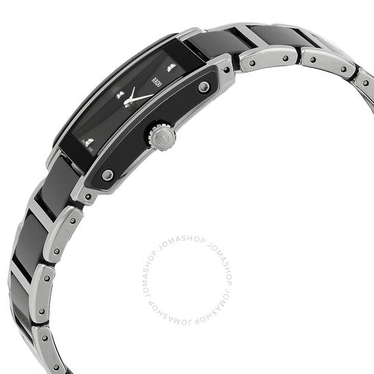 Rado, Integral Quartz Black Dial Black Ceramic Ladies Watch