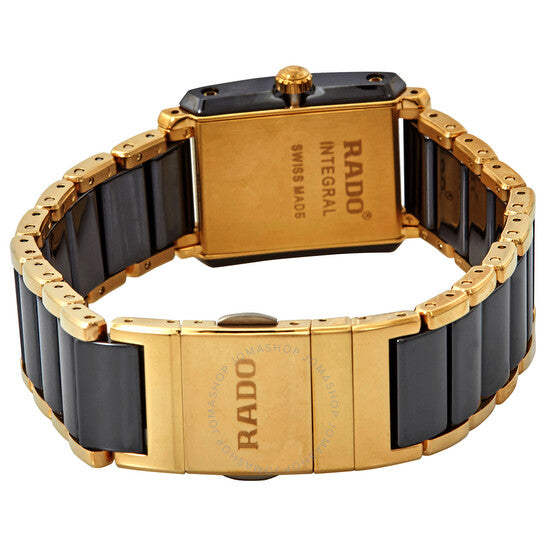 رادو، ساعة نسائية من الكوارتز المتكامل بمينا أسود ودرجتي لون