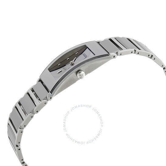 ساعة رادو النسائية، كوارتز إنتغرال، مينا فضية مرصعة بالألماس