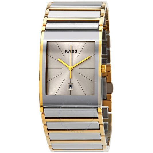 ساعة رادو للرجال، كوارتز إنتغرال، مرصعة بالألماس، بمينا فضي