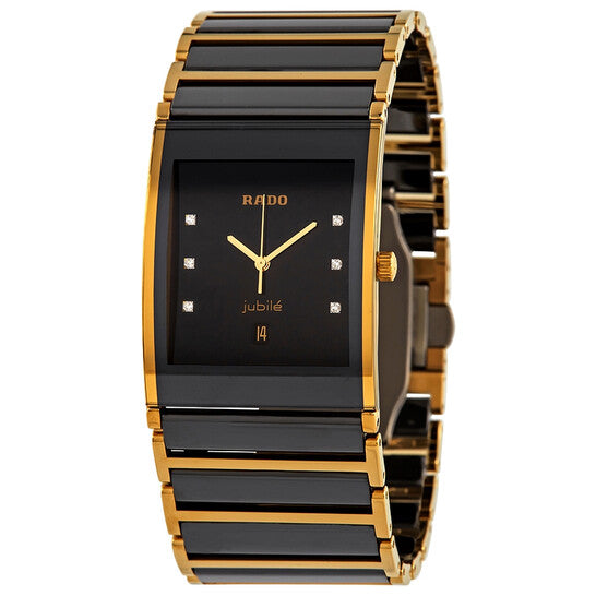 Rado, Integral XL Black Dial Men's Two Tone Watch