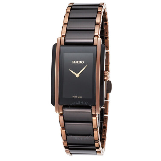 Rado, Integral Quartz Black Dial Two-tone Ceramic/Stainless Steel Ladies Watch