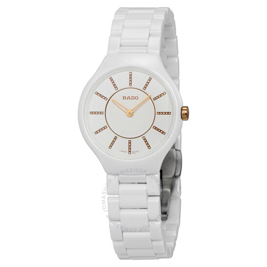 Rado, Thinline Jubile White Dial White Ceramic Ladies Watch