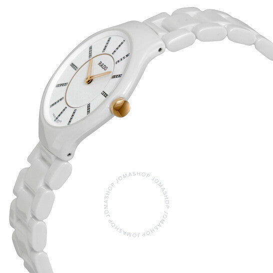 Rado, Thinline Jubile White Dial White Ceramic Ladies Watch