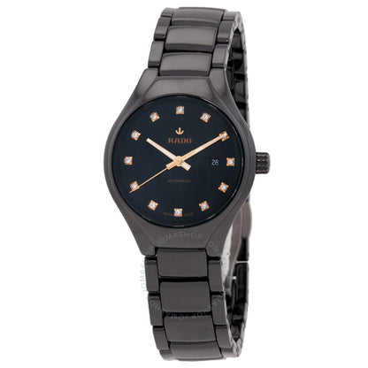 Rado, True Round Automatic Diamond Black Dial Ladies Watch