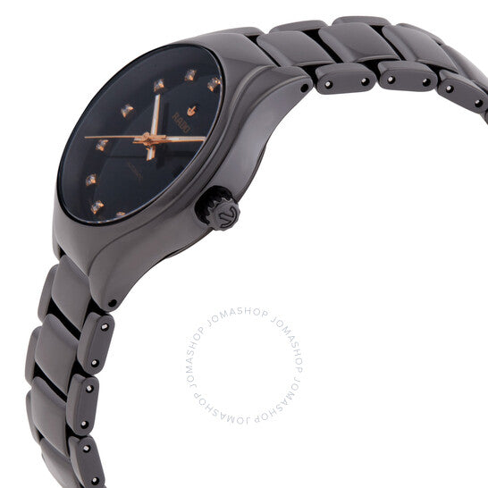 Rado, True Round Automatic Diamond Black Dial Ladies Watch