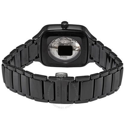 رادو، ساعة رجالية أوتوماتيكية مربعة الشكل بمينا أسود