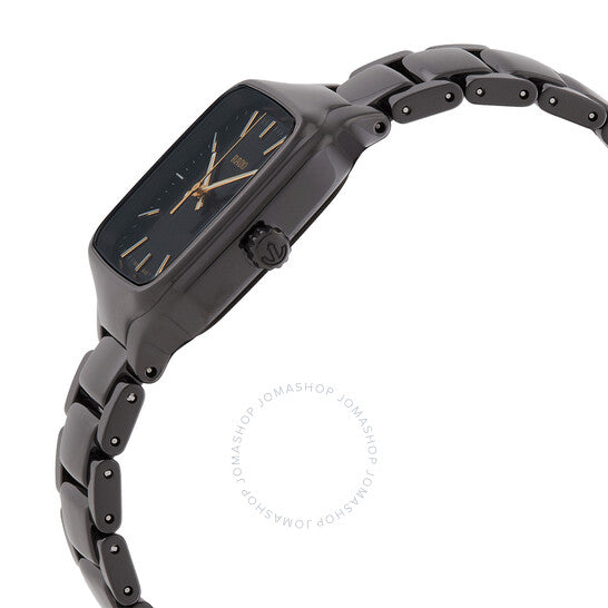 ساعة رادو، كوارتز مربعة حقيقية بمينا أسود للسيدات