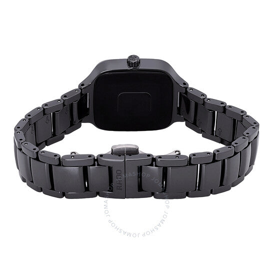 ساعة رادو، كوارتز مربعة حقيقية بمينا أسود للسيدات