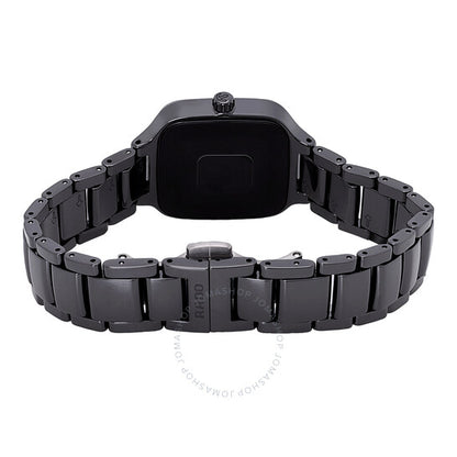 ساعة رادو، كوارتز مربعة حقيقية بمينا أسود للسيدات