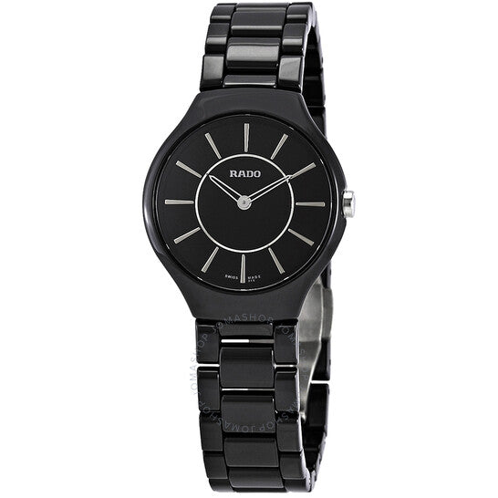 Rado, True Thinline Black Dial Black Ceramic Ladies Watch