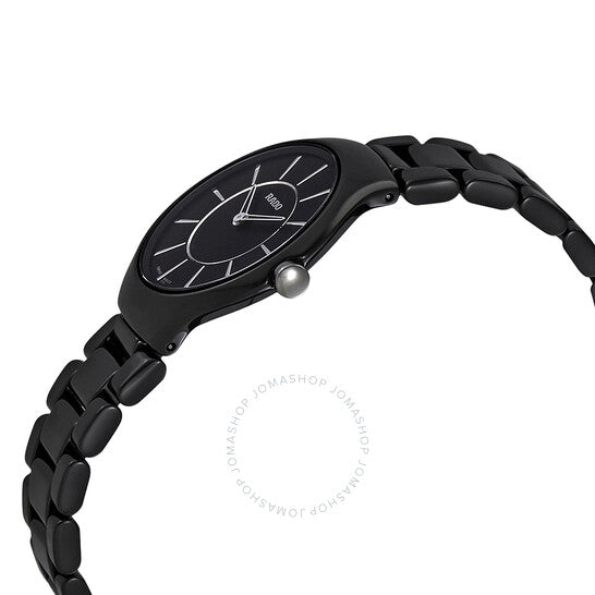 Rado, True Thinline Black Dial Black Ceramic Ladies Watch