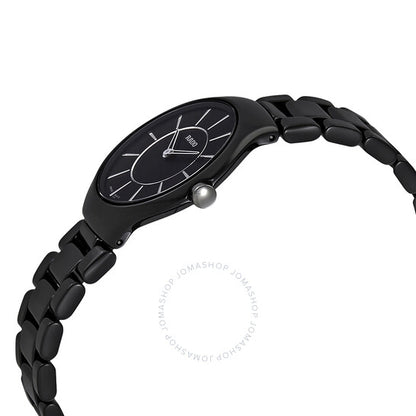 Rado, True Thinline Black Dial Black Ceramic Ladies Watch