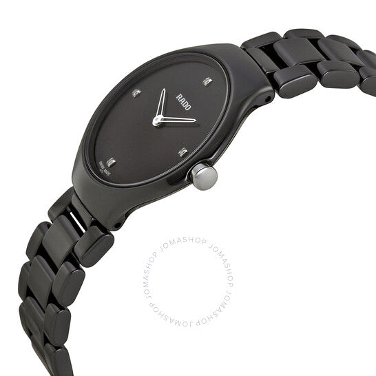 Rado, True Thinline Black Dial Black Ceramic Ladies Watch