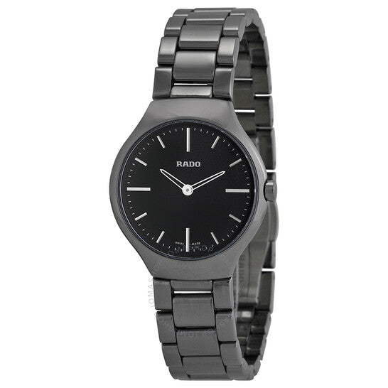 Rado, True Thinline Black Dial Gunmetal Ceramic Ladies Watch