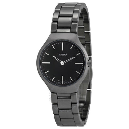 Rado, True Thinline Black Dial Gunmetal Ceramic Ladies Watch