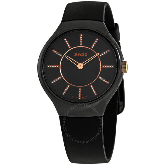 Rado, True Thinline Black Diamond Dial Ladies Watch