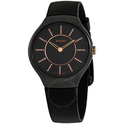 Rado, True Thinline Black Diamond Dial Ladies Watch