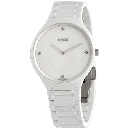 Rado, True Thinline Mother of Pearl Dial White Ceramic Men's Watch