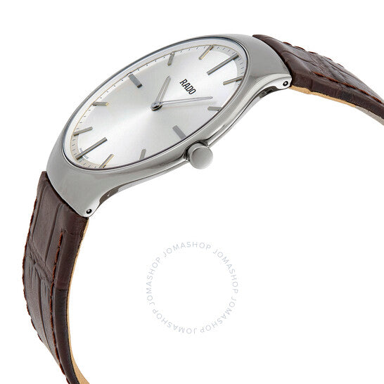 Rado, True Thinline Silver Dial Brown Leather Men's Watch