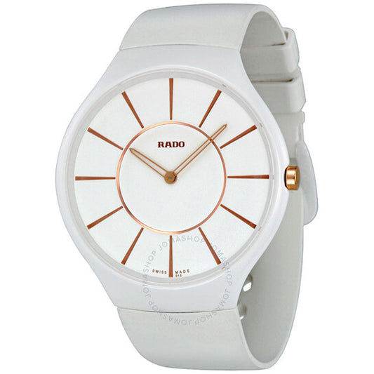 Rado, True Thinline White Dial Rubber Strap Ladies Watch