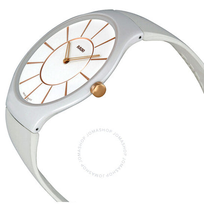 Rado, True Thinline White Dial Rubber Strap Ladies Watch