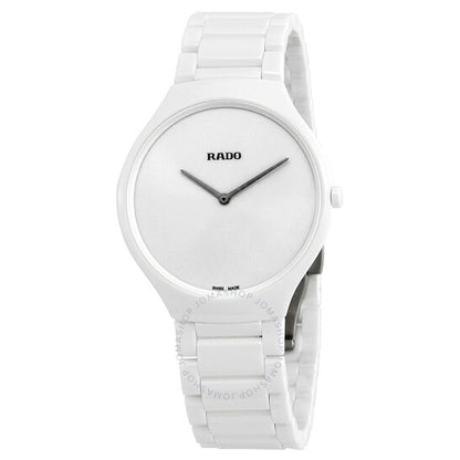 Rado, True Thinline White Dial White Ceramic Ladies Watch