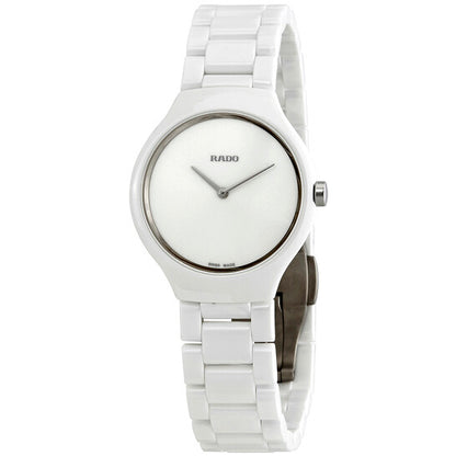 Rado, True Thinline White Dial White Ceramic Ladies Watch