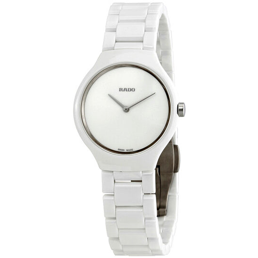 Rado, True Thinline White Dial White Ceramic Ladies Watch