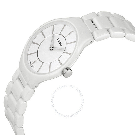 Rado, True Thinline White Dial White Ceramic Ladies Watch