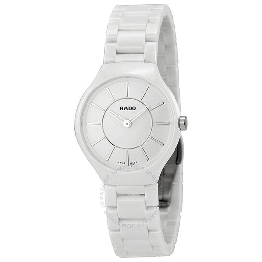 Rado, True Thinline White Dial White Ceramic Ladies Watch