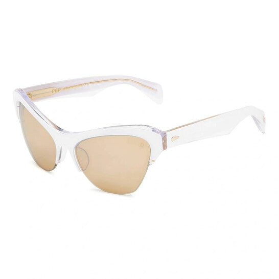 Brown Silver Flash Mirror Cat Eye Ladies Sunglasses