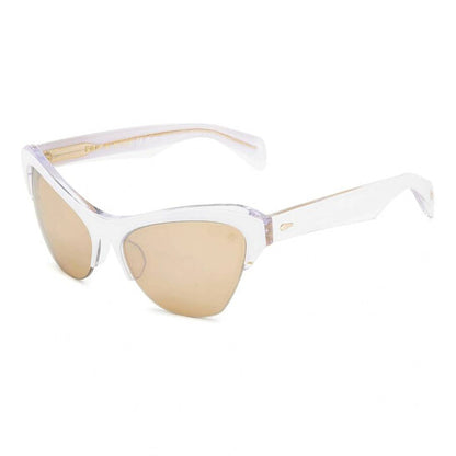 Brown Silver Flash Mirror Cat Eye Ladies Sunglasses