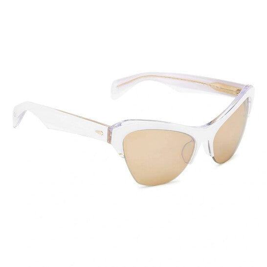 Brown Silver Flash Mirror Cat Eye Ladies Sunglasses