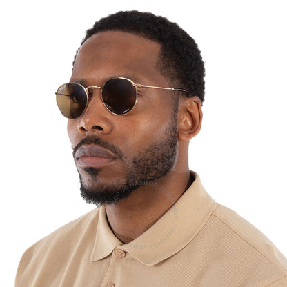 نظارات شمسية راي بان دائرية معدنية للرجال باللون الفضي/البني