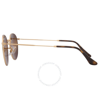 نظارات شمسية راي بان دائرية معدنية للرجال باللون الفضي/البني