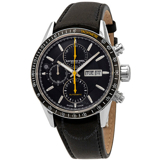 ساعة ريموند ويل فريلانسر كرونوغراف أوتوماتيكية للرجال بمينا أسود