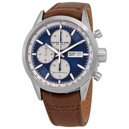 ساعة ريموند ويل فريلانسر كرونوغراف أوتوماتيكية للرجال بمينا أزرق