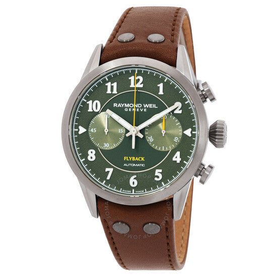 ساعة ريموند ويل فريلانسر كرونوغراف أوتوماتيكية للرجال بمينا أخضر
