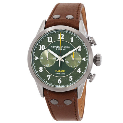 ساعة ريموند ويل فريلانسر كرونوغراف أوتوماتيكية للرجال بمينا أخضر