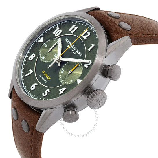 ساعة ريموند ويل فريلانسر كرونوغراف أوتوماتيكية للرجال بمينا أخضر