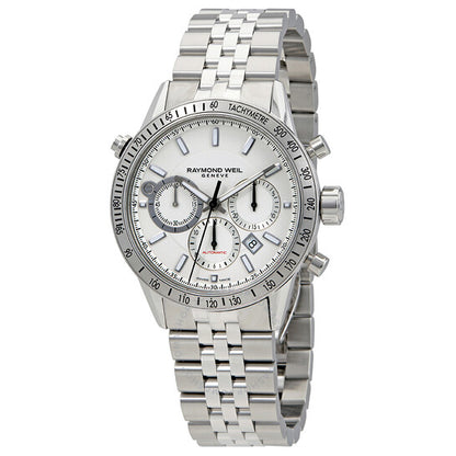 ساعة ريموند ويل فريلانسر كرونوغراف أوتوماتيكية للرجال بمينا أبيض