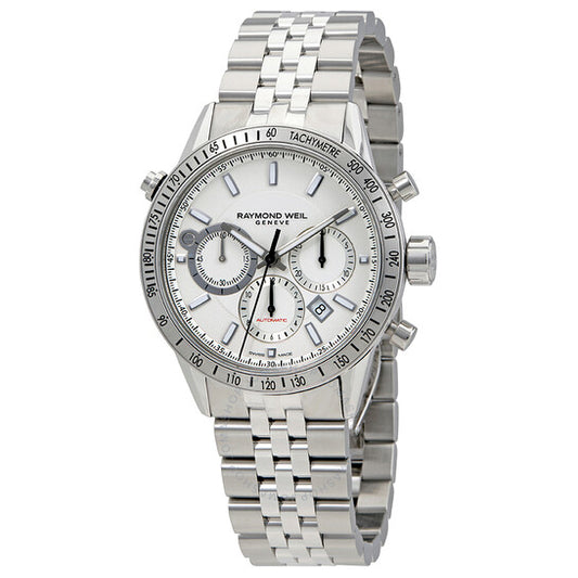 ساعة ريموند ويل فريلانسر كرونوغراف أوتوماتيكية للرجال بمينا أبيض