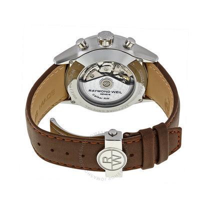 Raymond Weil, Freelancer Grey Dial Brown Leather Chronograph Men's Watch