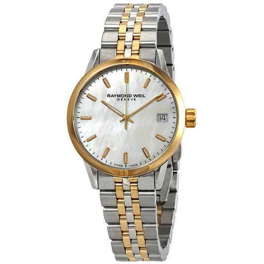 Raymond Weil, Freelancer Mother of Pearl Dial Ladies Two Tone Watch