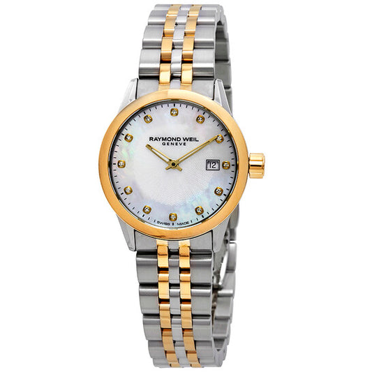 Raymond Weil, Freelancer Mother of Pearl Diamond Dial Ladies Two Tone Watch
