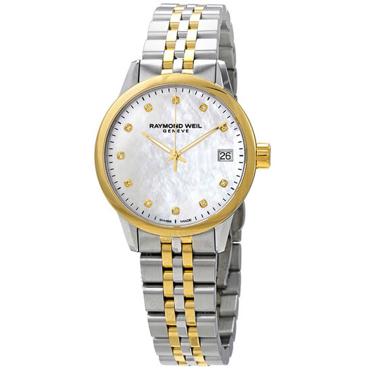 Raymond Weil, Freelancer Mother of Pearl Diamond Dial Ladies Two Tone Watch