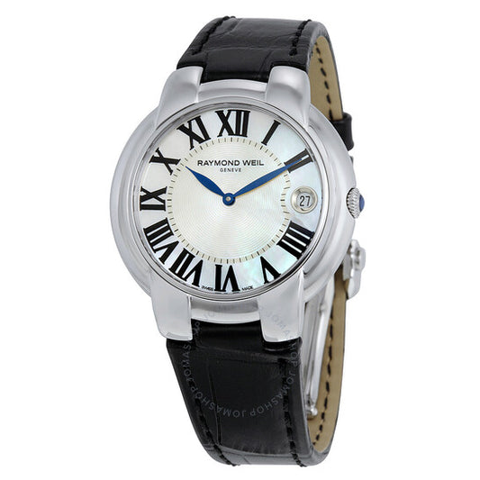 Raymond Weil, Jasmine Mother of Pearl Dial Black Leather Ladies Watch